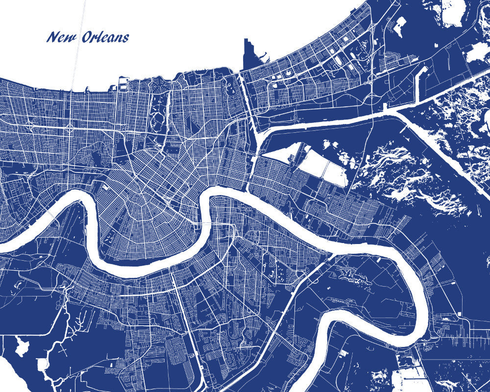 New Orleans City Street Map Print Modern Art Poster - OnTrendAndFab