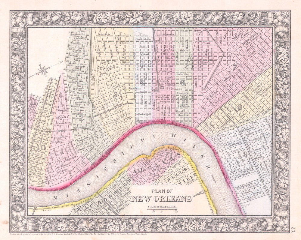 New Orleans City Street Map Print Vintage Poster Old Map as Art - OnTrendAndFab