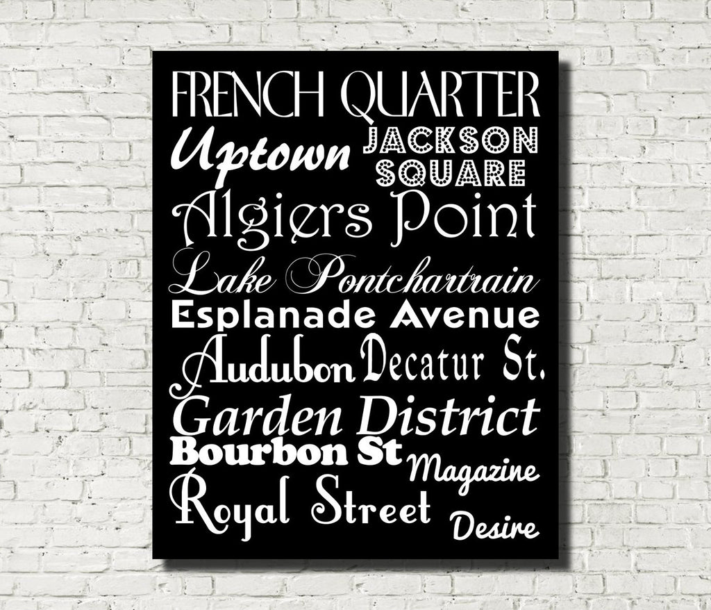 New Orleans Neighbourhood Print Typography Scroll
