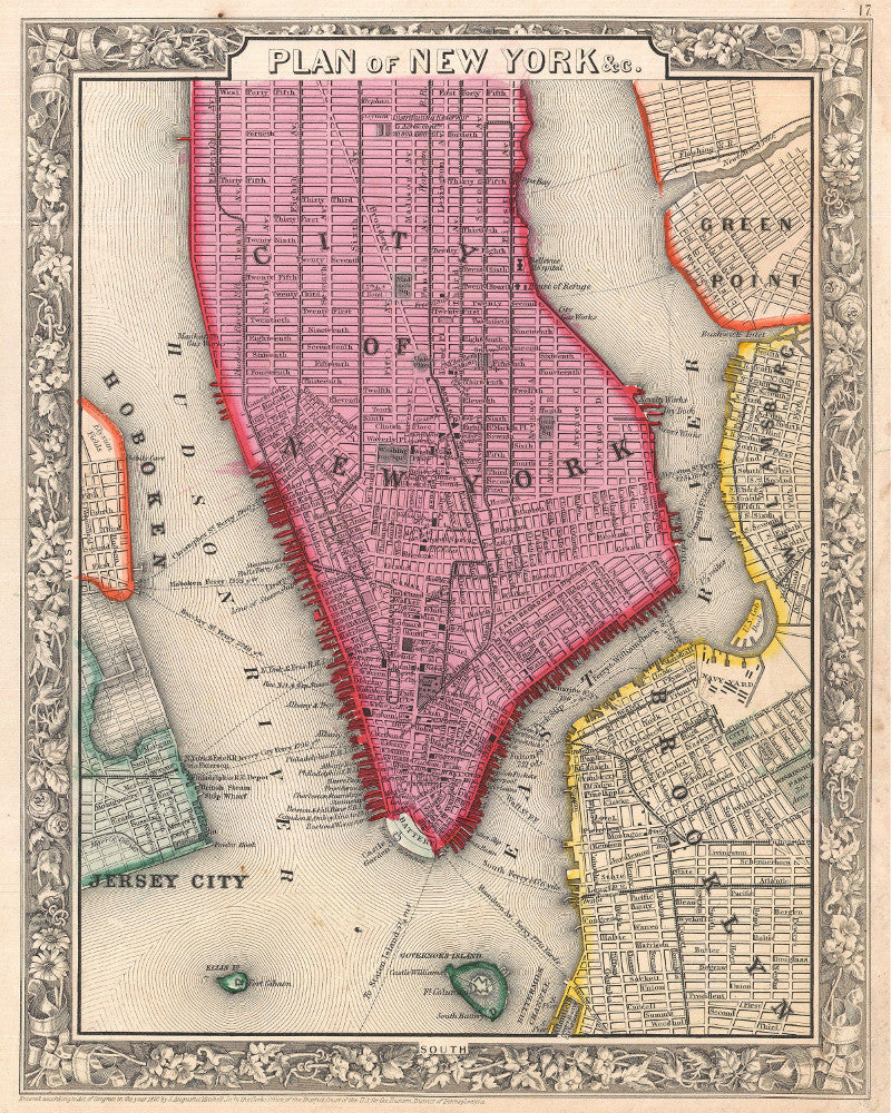 New York City Street Map Print Vintage Poster Old Map as Art - OnTrendAndFab