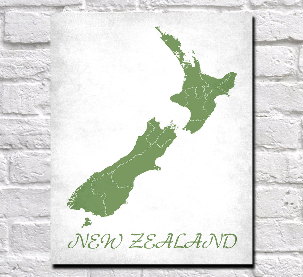 New Zealand Map Print Outline Wall Map