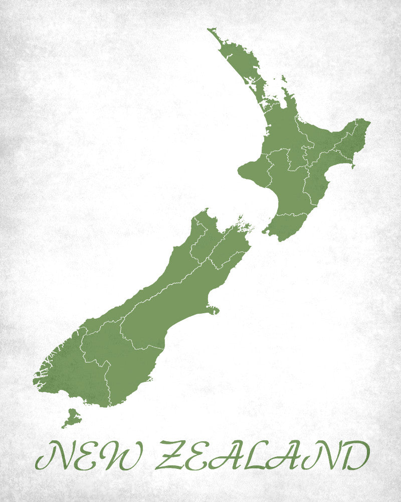 New Zealand Map Print Outline Wall Map