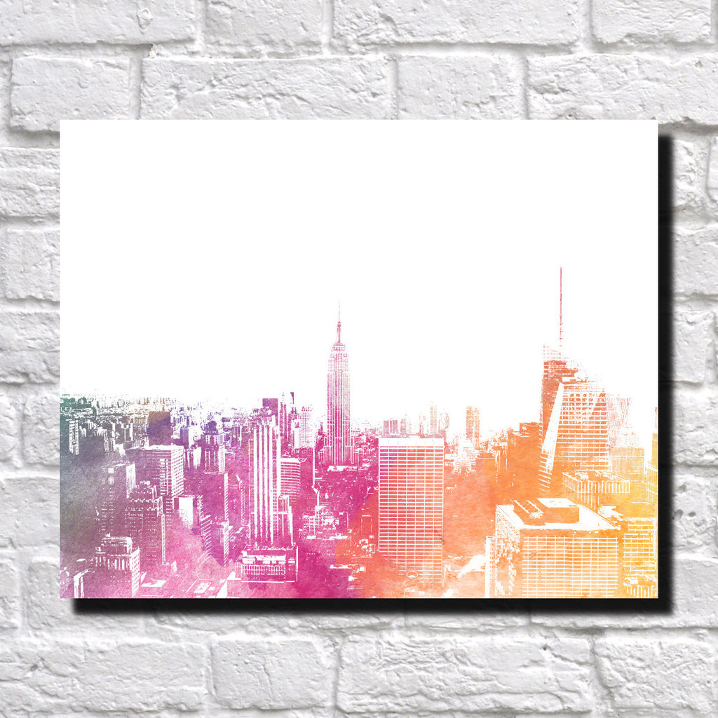 New York City Skyline Print Landscape Poster Feature Wall Art