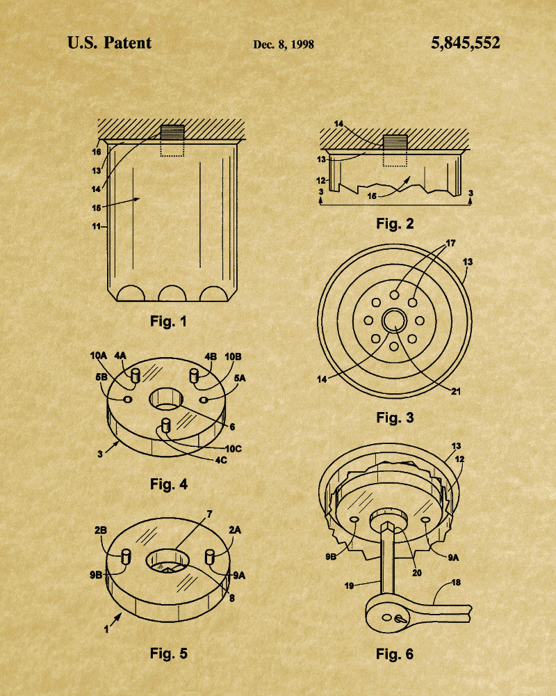 Oil Filter Patent Print Garage Blueprint Workshop Poster