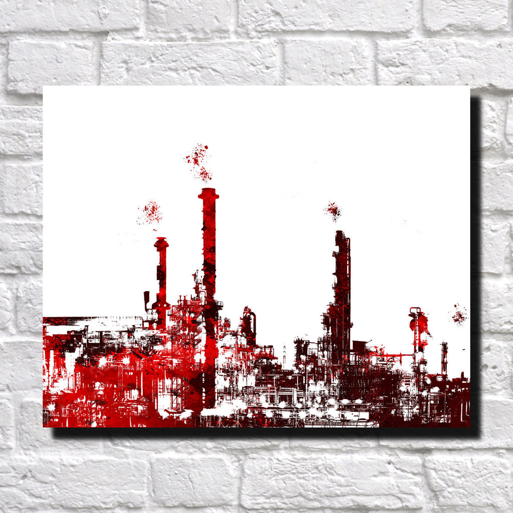 Oil Refinery Print City Industrial Landscape Poster Feature Wall Art
