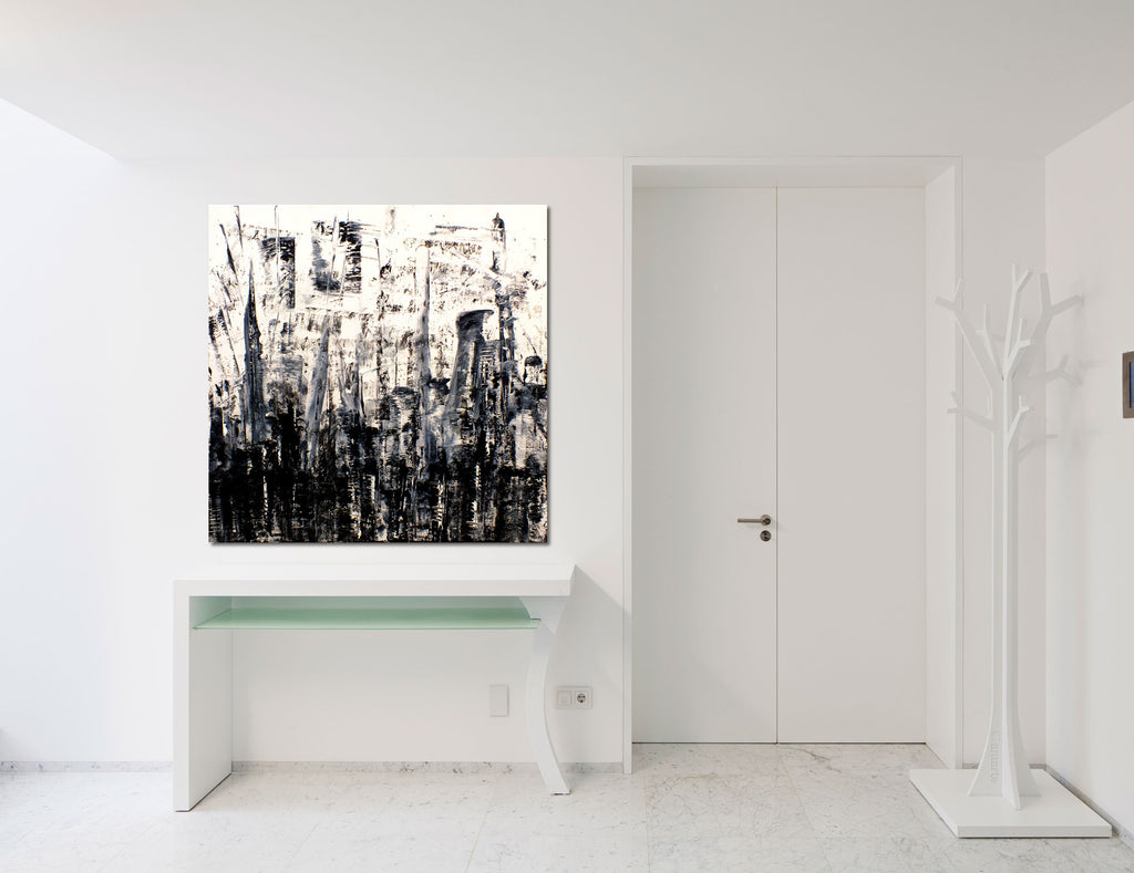 Original Painting James Lucas, Ominous Cityscape Abstract