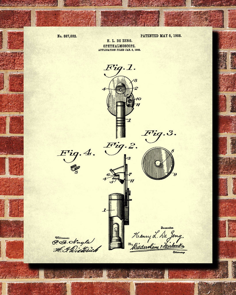 Opthalmoscope Blueprint Eye Doctor Patent Print Optician Poster - OnTrendAndFab