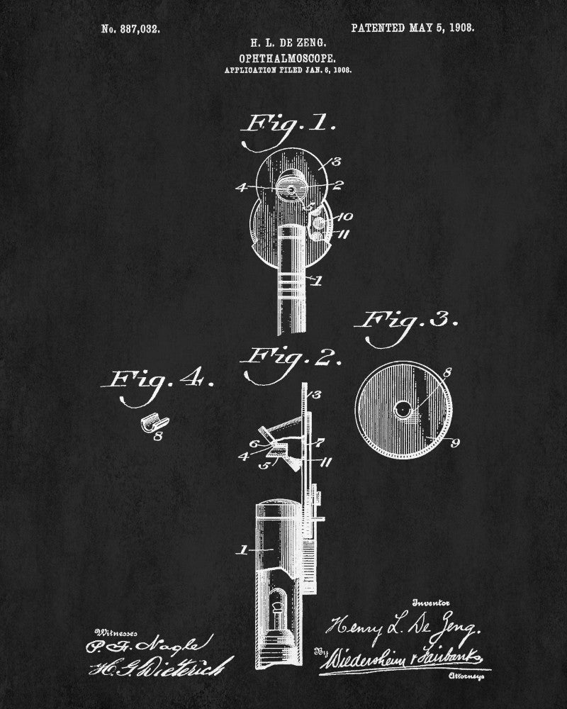 Opthalmoscope Blueprint Eye Doctor Patent Print Optician Poster - OnTrendAndFab