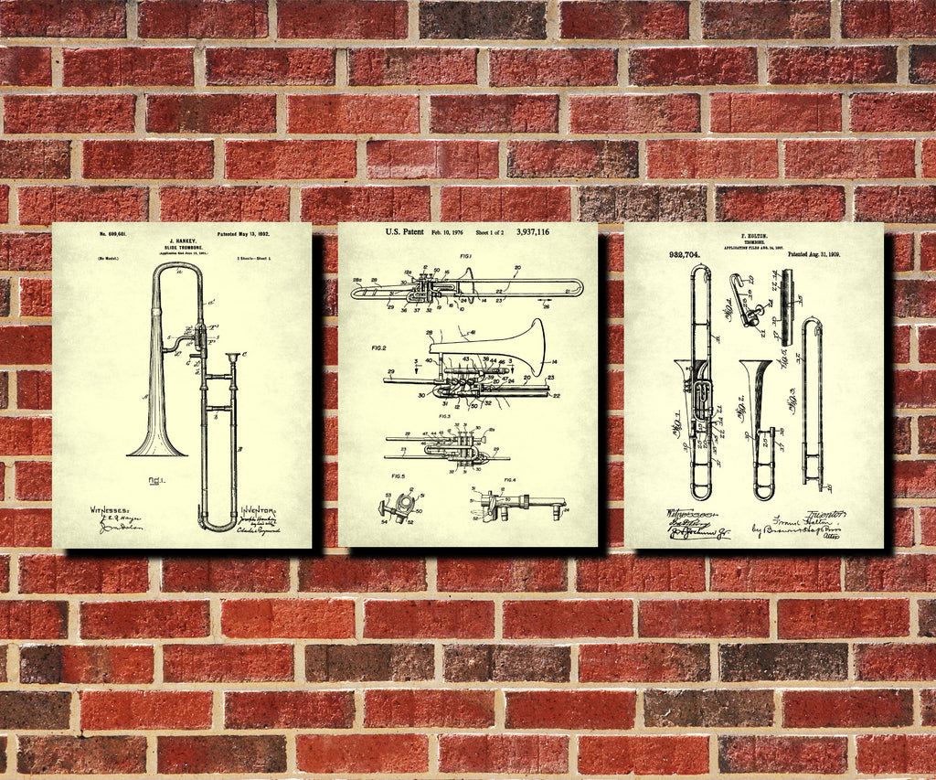 Musical Instruments Wall Art Posters Orchestra Patent Prints Set 3C