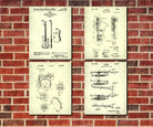 Jazz Music Posters Musical Instruments Patent Prints Set 4E