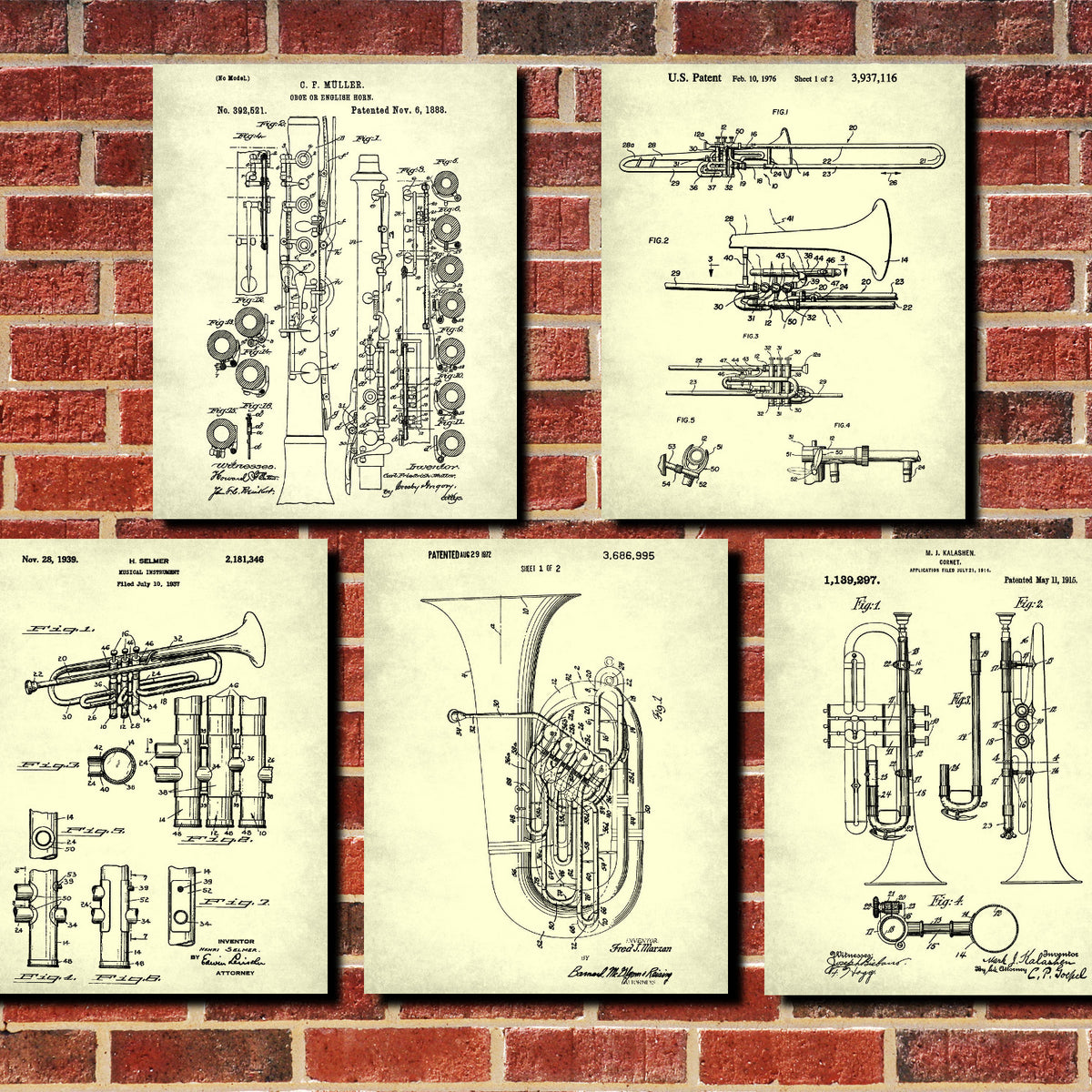 Orchestral Instruments Patent Prints Set 5 Musician Posters – GalleryThane