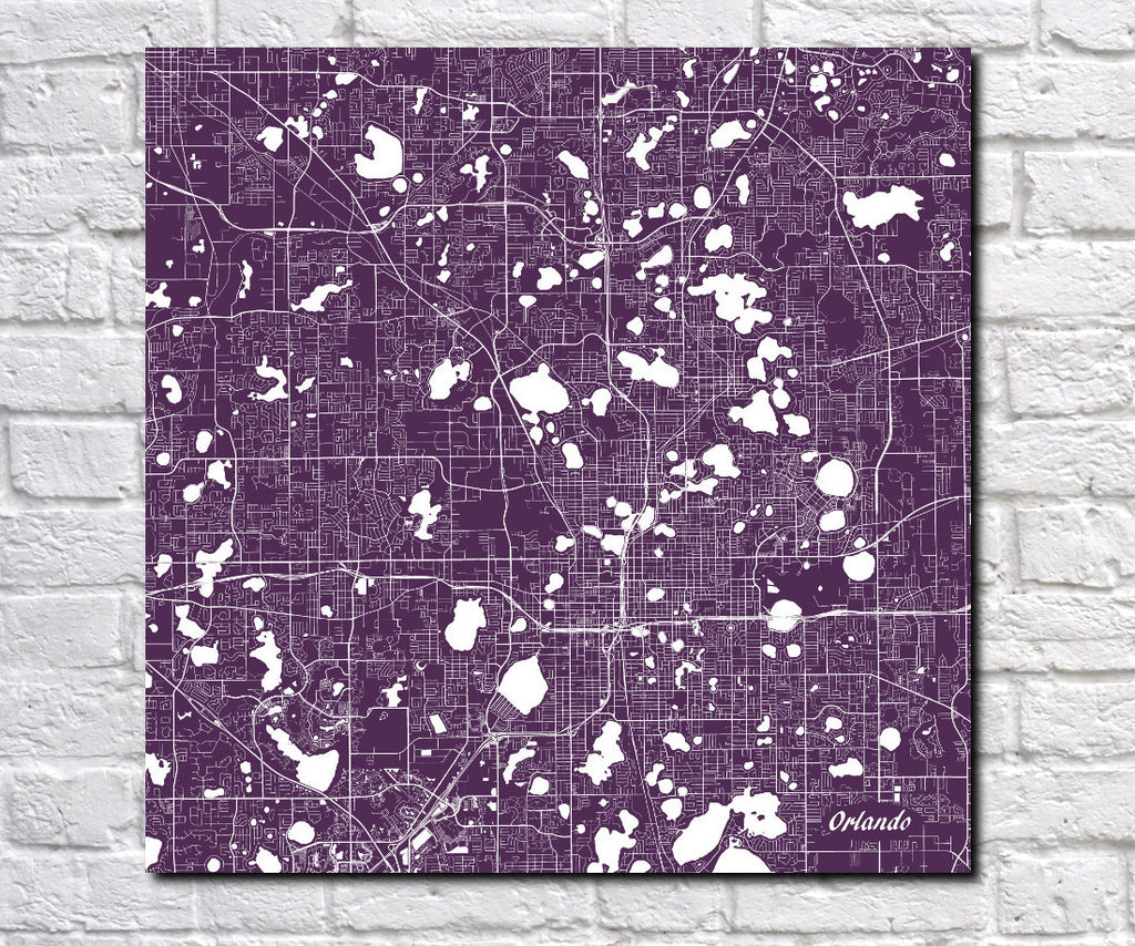 Orlando, Florida City Street Map Print Custom Wall Map
