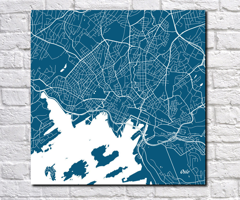 Oslo City Street Map Print Modern Art Poster Home Decor - OnTrendAndFab