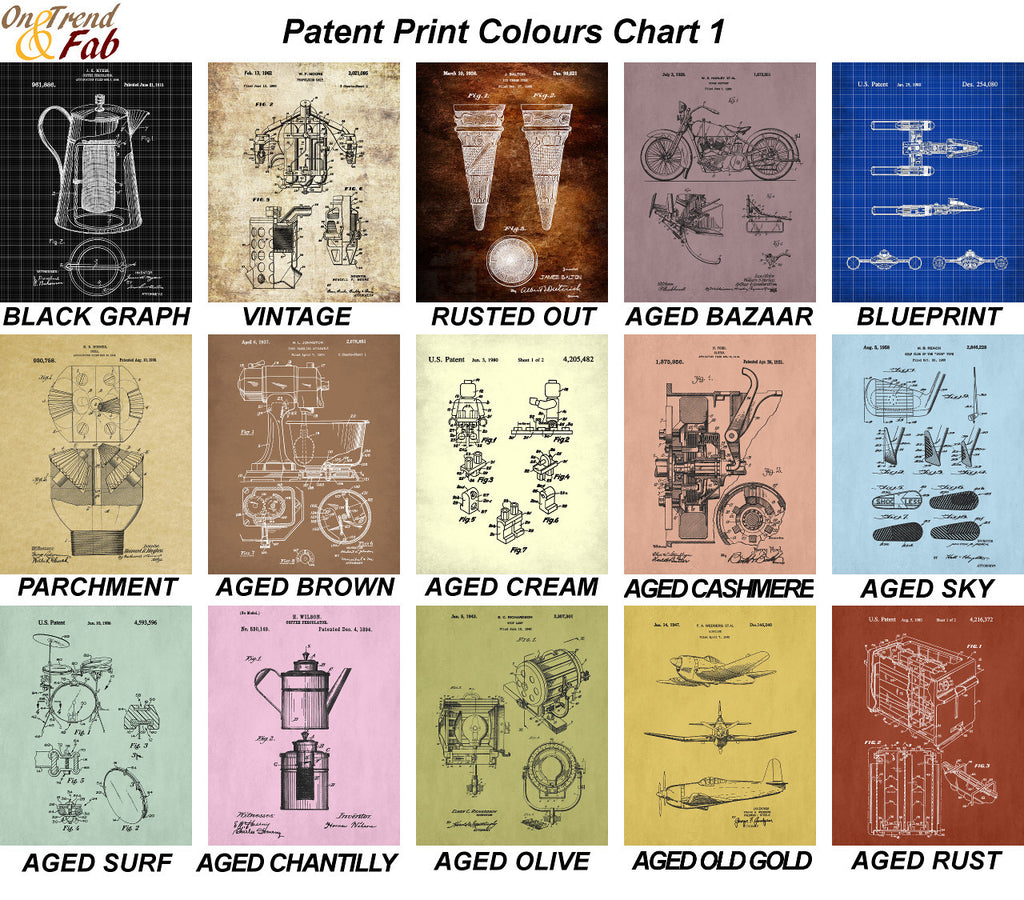 Engineering Patent Print Gears Wall Art Poster - OnTrendAndFab