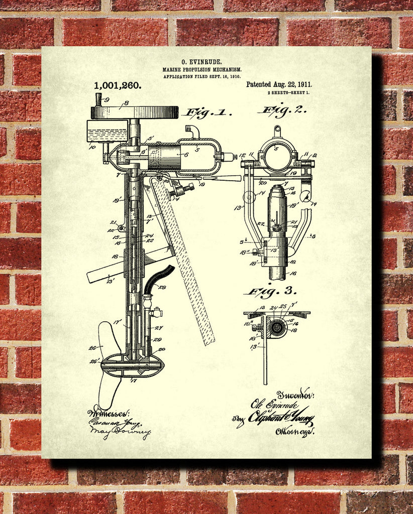 Outboard Motor Patent Print Boating Blueprint Outdoors Poster - OnTrendAndFab