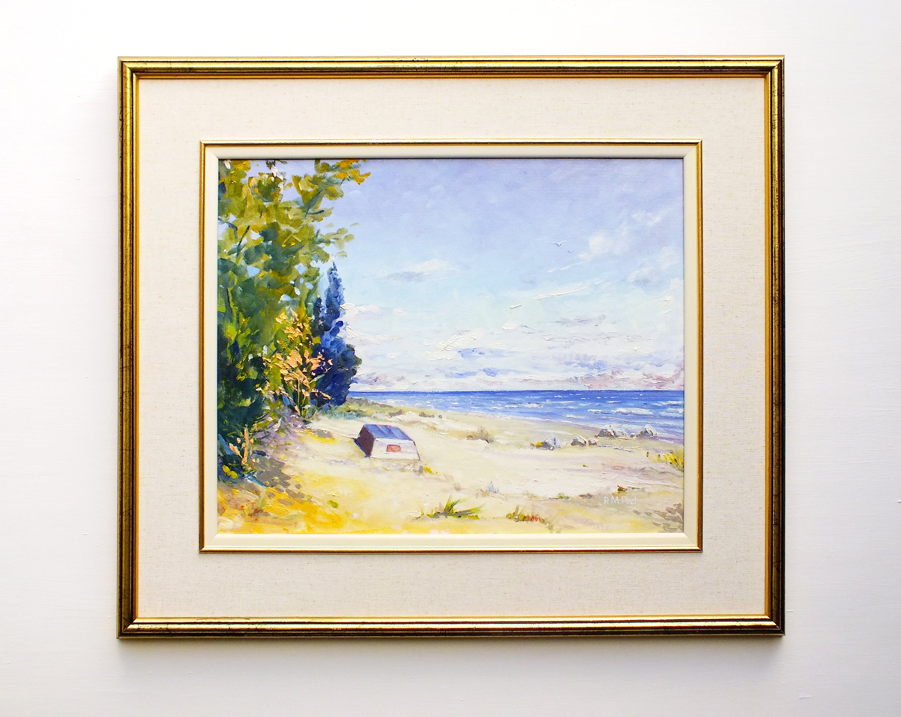 Beach Seascape Vintage Oil Painting Signed Framed Ontario Landscape