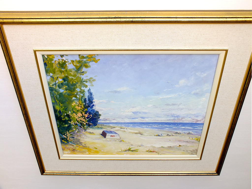 Beach Seascape Vintage Oil Painting Signed Framed Ontario Landscape