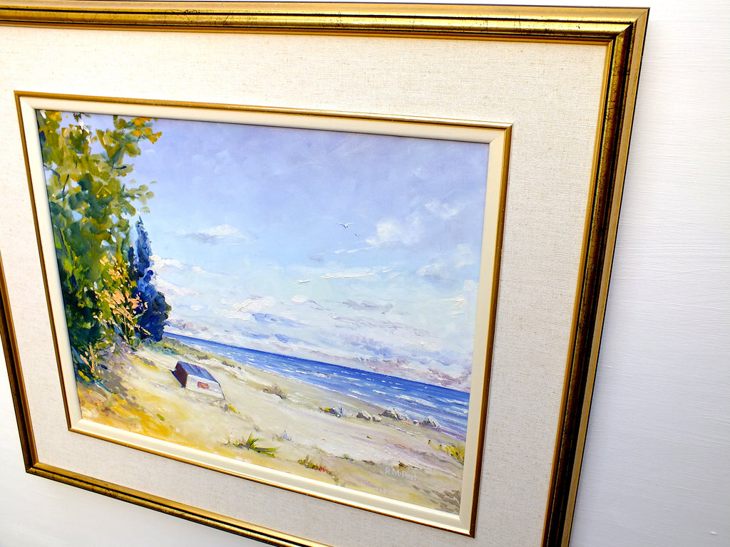 Beach Seascape Vintage Oil Painting Signed Framed Ontario Landscape