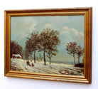 Antique Oil Painting Fine Dutch Winter Landscape Signed Framed