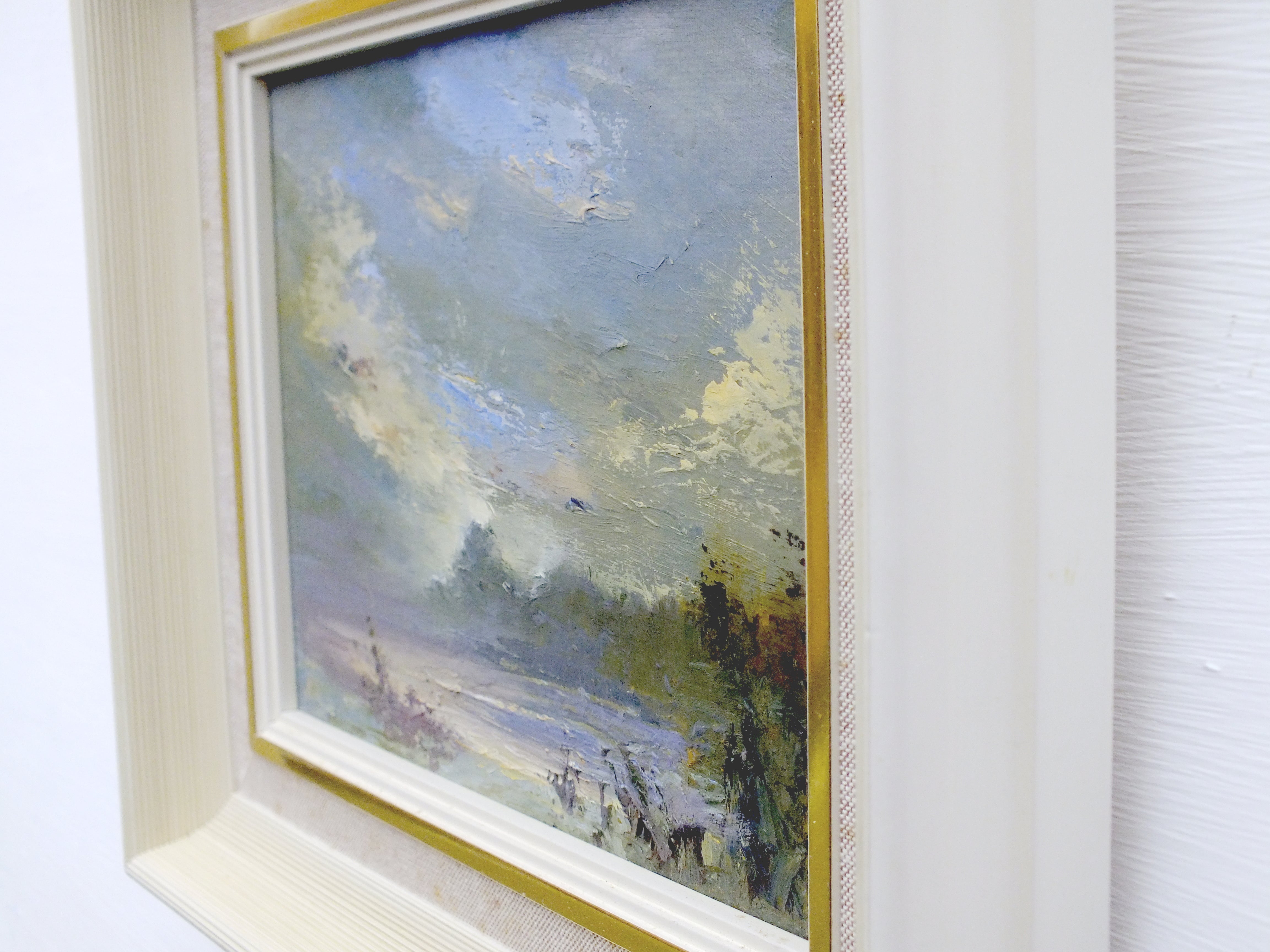 Norfolk Broads Vintage Oil Painting Signed Framed English Landscape Sunset Sky