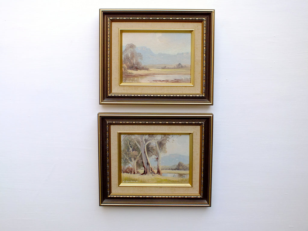 Pair of Paintings Vintage Oil Paintings Signed Framed Australian Landscape