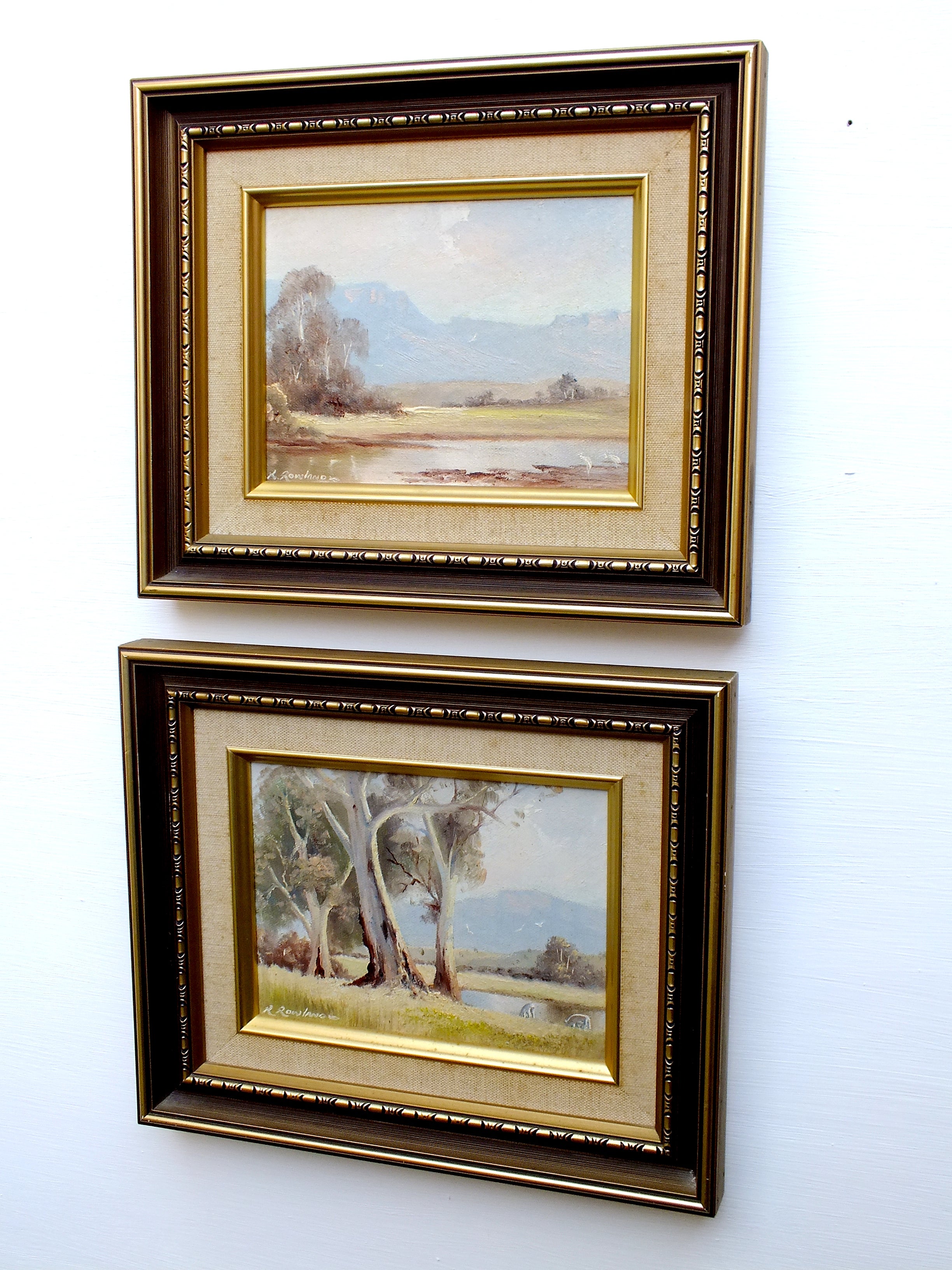 Pair of Paintings Vintage Oil Paintings Signed Framed Australian Landscape