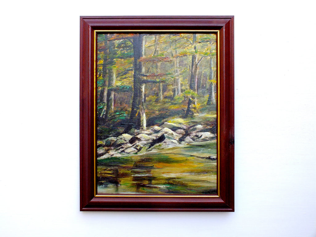 Scottish Landscape Vintage Oil Painting Signed Framed Forest Scene Painting