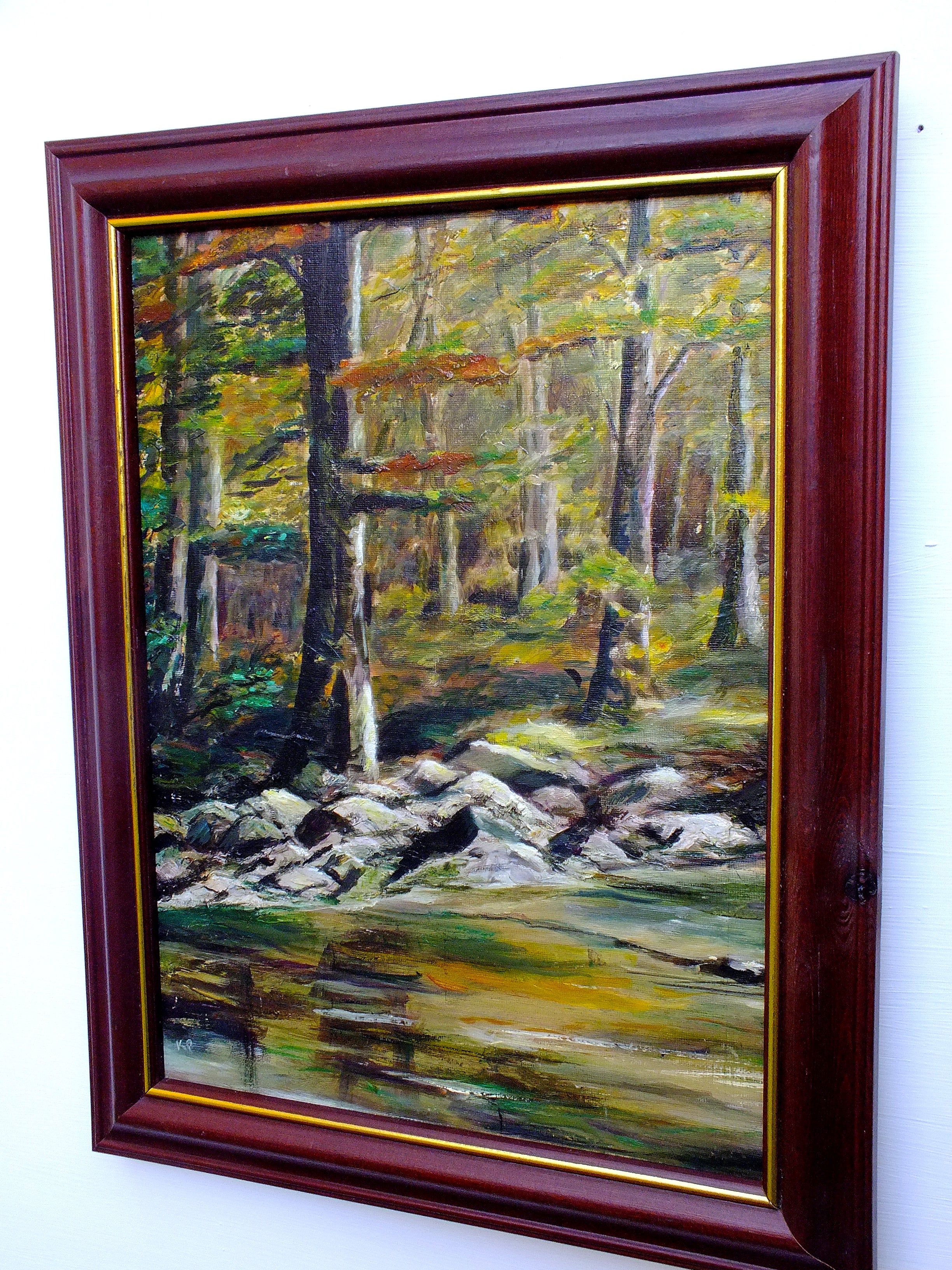 Scottish Landscape Vintage Oil Painting Signed Framed Forest Scene Painting