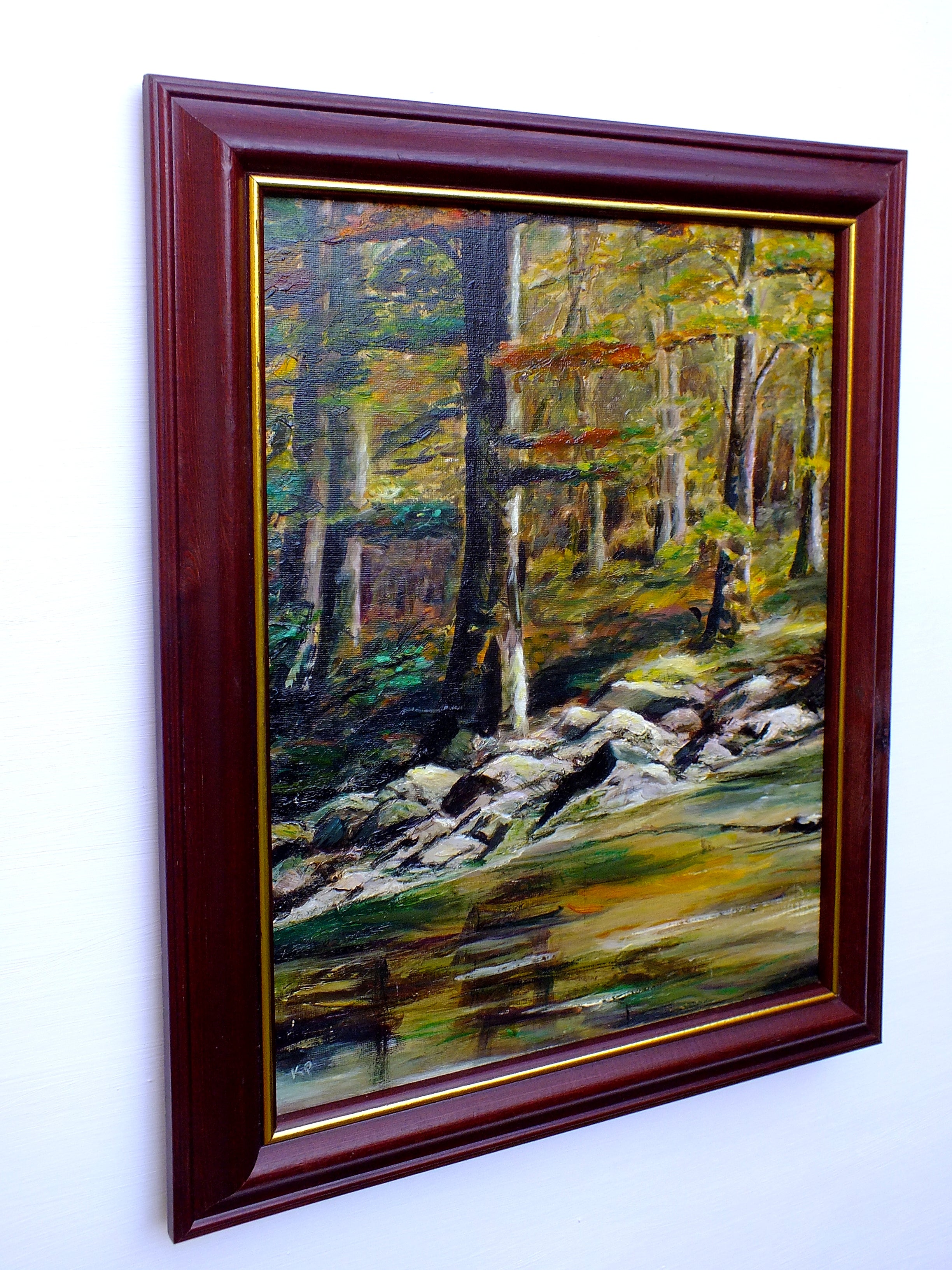 Scottish Landscape Vintage Oil Painting Signed Framed Forest Scene Painting