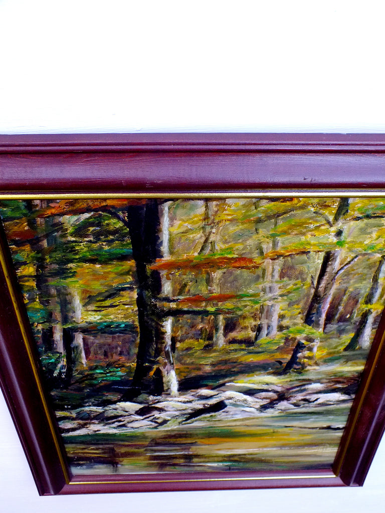 Scottish Landscape Vintage Oil Painting Signed Framed Forest Scene Painting