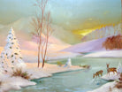 Vintage Oil Painting Winter Landscape Signed Framed Snow Scene Scandinavian Sunset