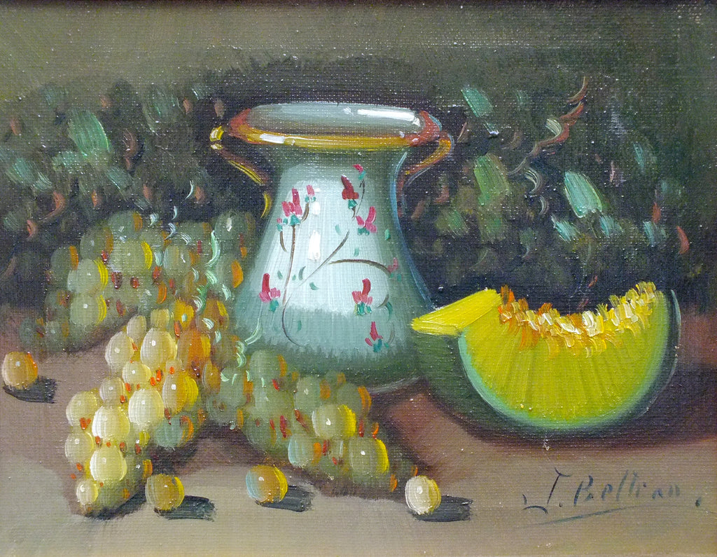 Still Life Oil Painting Signed Framed Original Vintage Spanish Fruit