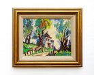 Vintage French Oil Painting Signed Framed Country House La Creuse