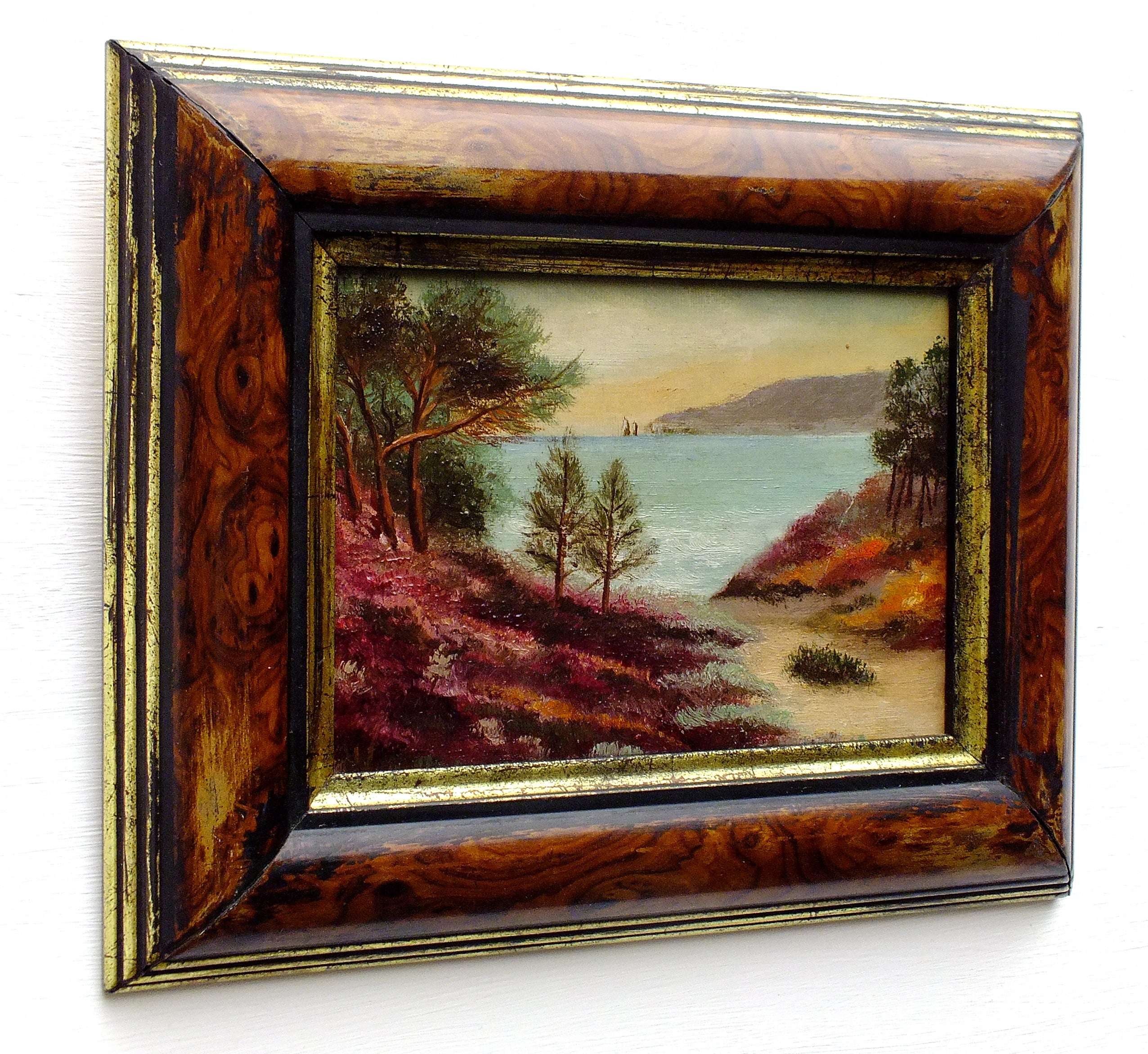 Antique Oil Painting Coastal Landscape Framed Seascape Painting 1920s