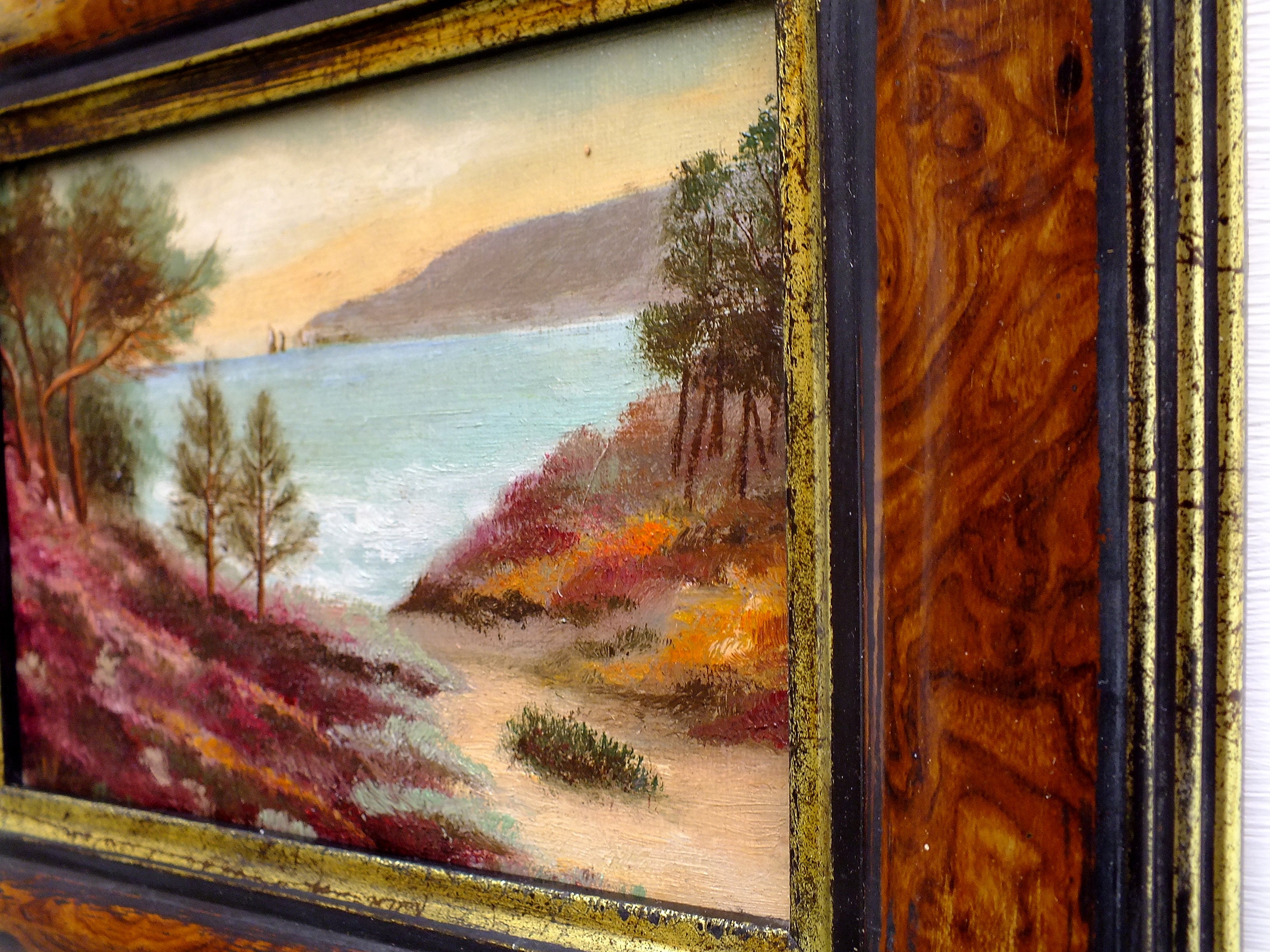 Antique Oil Painting Coastal Landscape Framed Seascape Painting 1920s