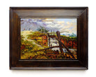 Lock Gates Antique Oil Painting English Landscape Art Framed Signed Painting