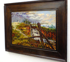 Lock Gates Antique Oil Painting English Landscape Art Framed Signed Painting