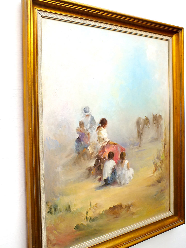 Gypsy Camp Vintage Oil Painting Signed Framed Fernando Ferreira
