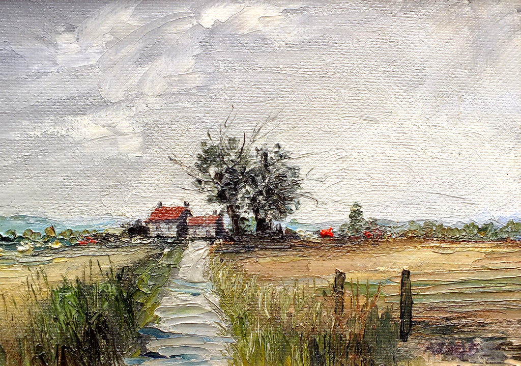 Norfolk Lane English Landscape Vintage Oil Painting Signed Framed
