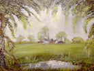 English Country Landscape Vintage Oil Painting Signed Framed Pond Scene