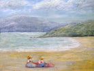 Beach Seascape Vintage Oil Painting Framed Seashore Girls