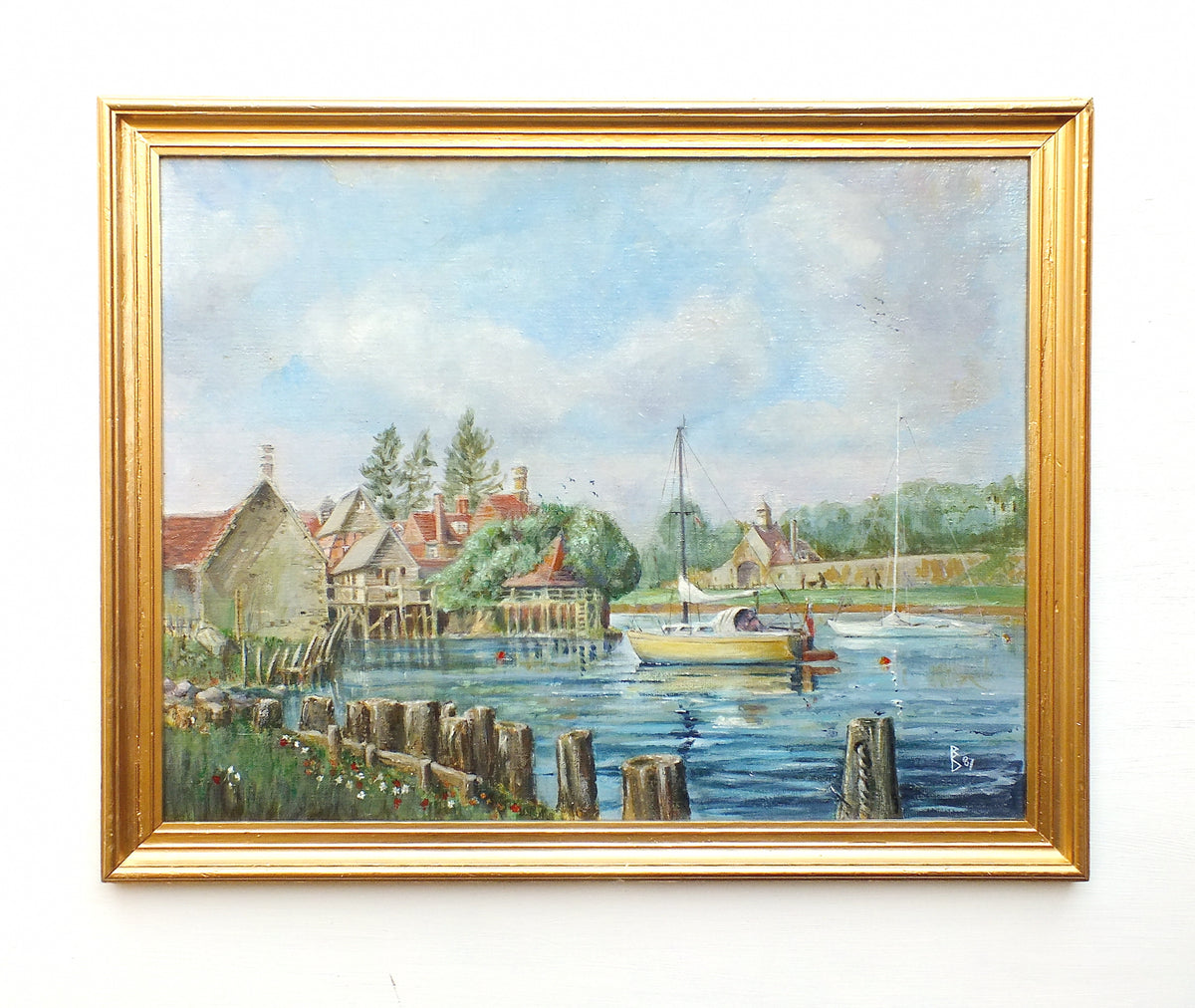 Beaulieu Tide Mill Oil Painting Vintage Sailing Boats Signed Framed ...