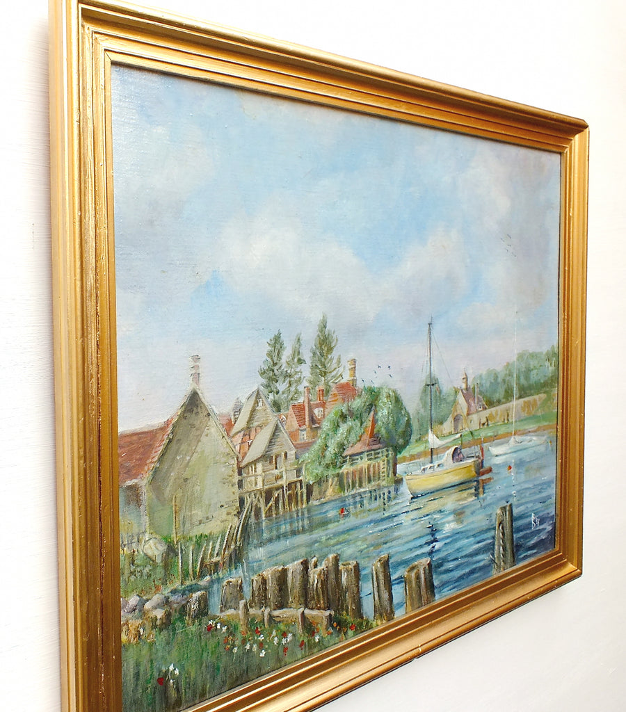 Beaulieu Tide Mill Oil Painting Vintage Sailing Boats Signed Framed