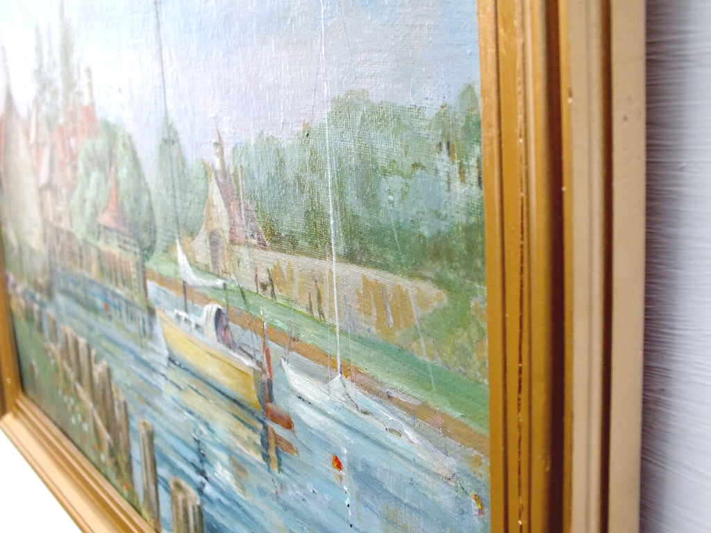 Beaulieu Tide Mill Oil Painting Vintage Sailing Boats Signed Framed