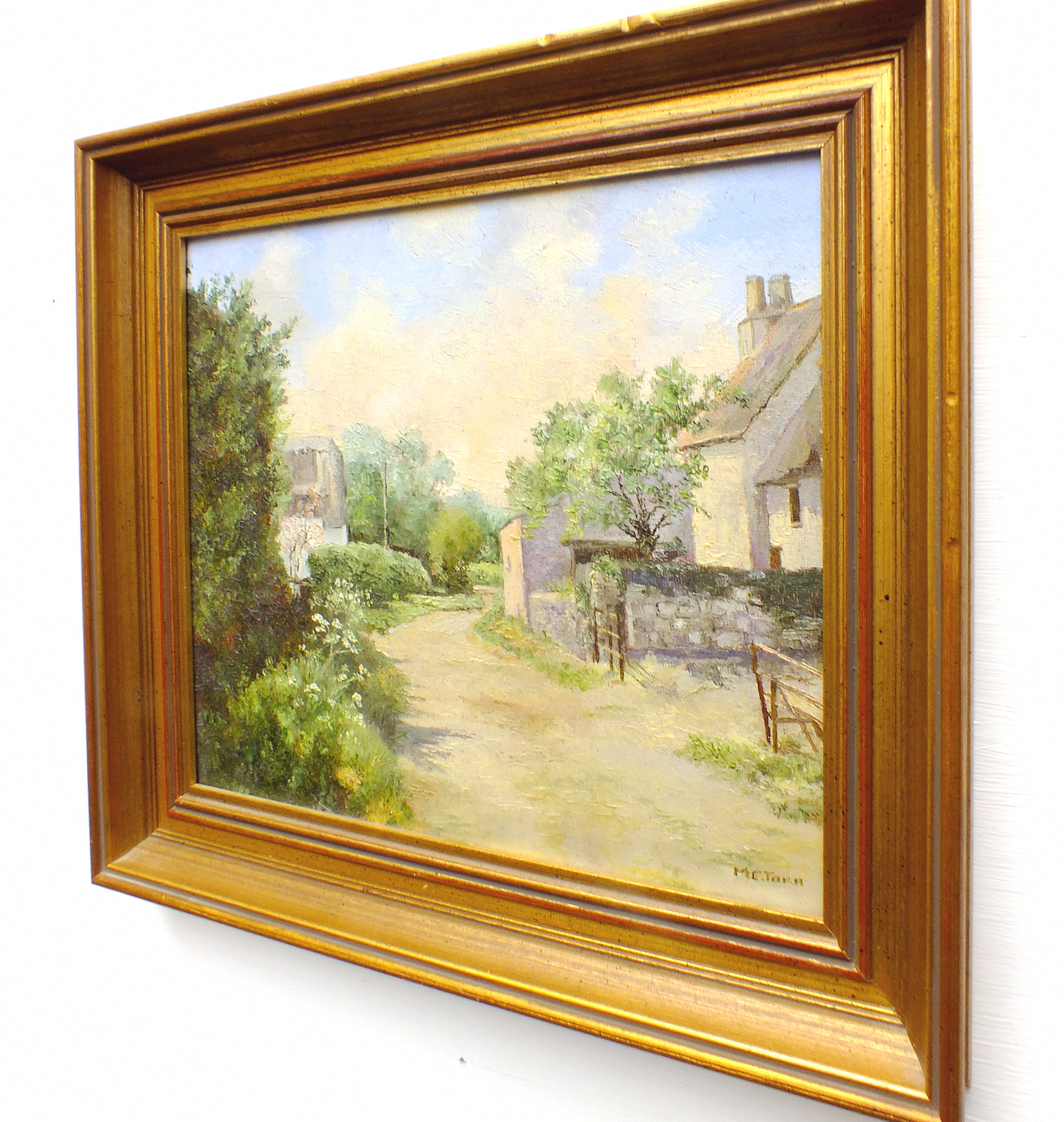 Country Lane English Country Landscape Oil Painting Oxfordshire Signed Framed