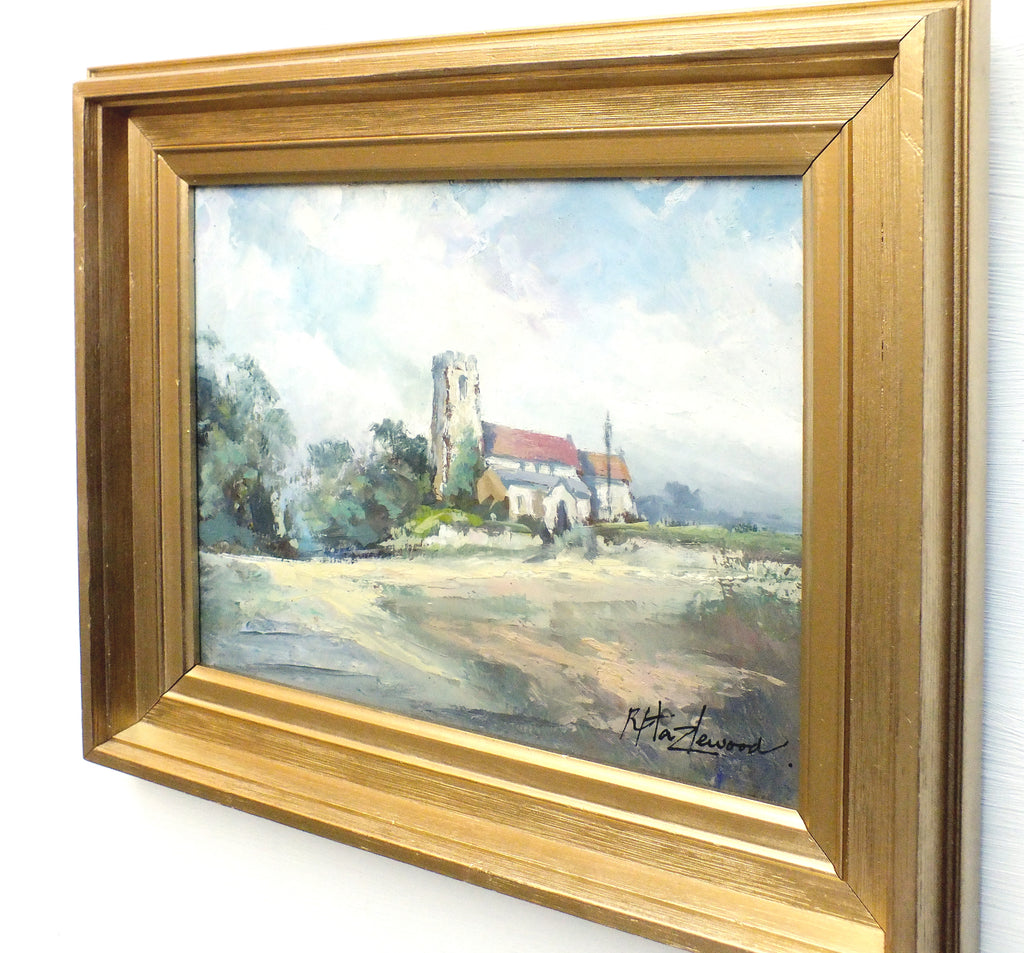 Ufton Church English Landscape Oil Painting Signed Framed