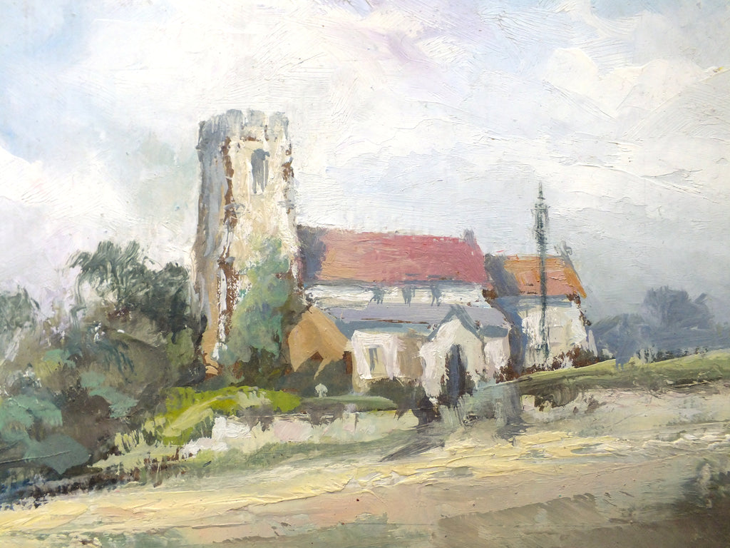 Ufton Church English Landscape Oil Painting Signed Framed