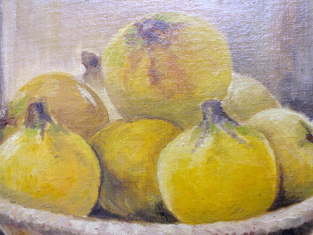 Still Life Oil Painting Signed Framed Fruit White Pomegranates