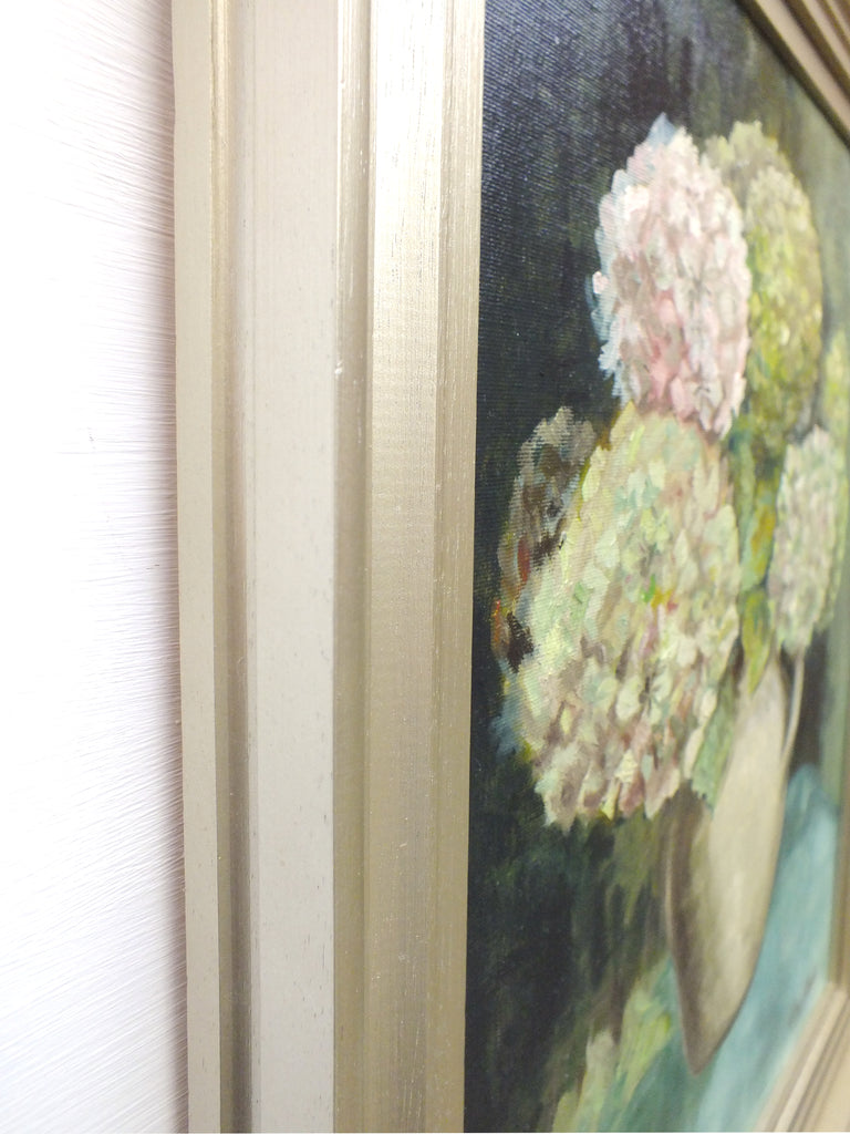 Hydrangea Still Life Vintage Oil Painting Signed Framed Original Flowers