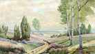 English Country Landscape Oil Painting Signed Framed Path to the Sea